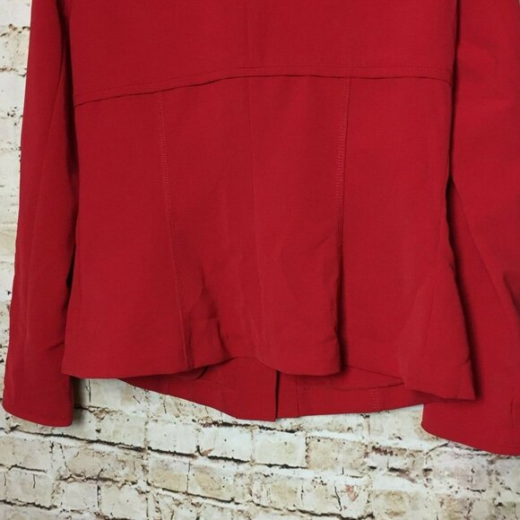 Lafayette 148 2 Blazer Jacket Zipper Front Red Zip Up Pockets Structured - Picture 10 of 10